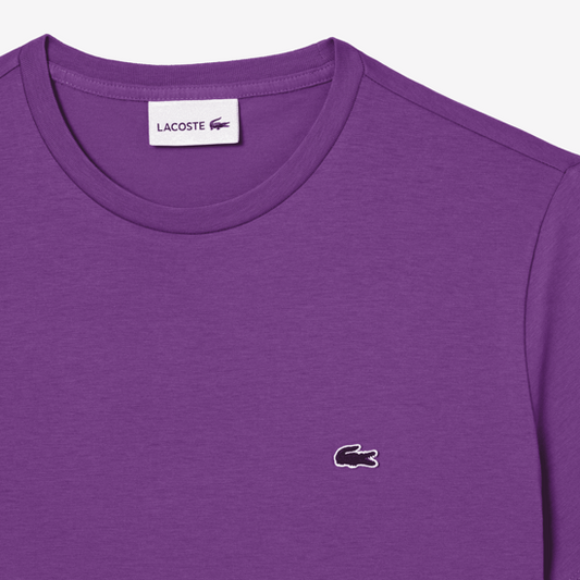 LACOSTE T-Shirt Uomo Manica Corta Cotone PIMA Viola