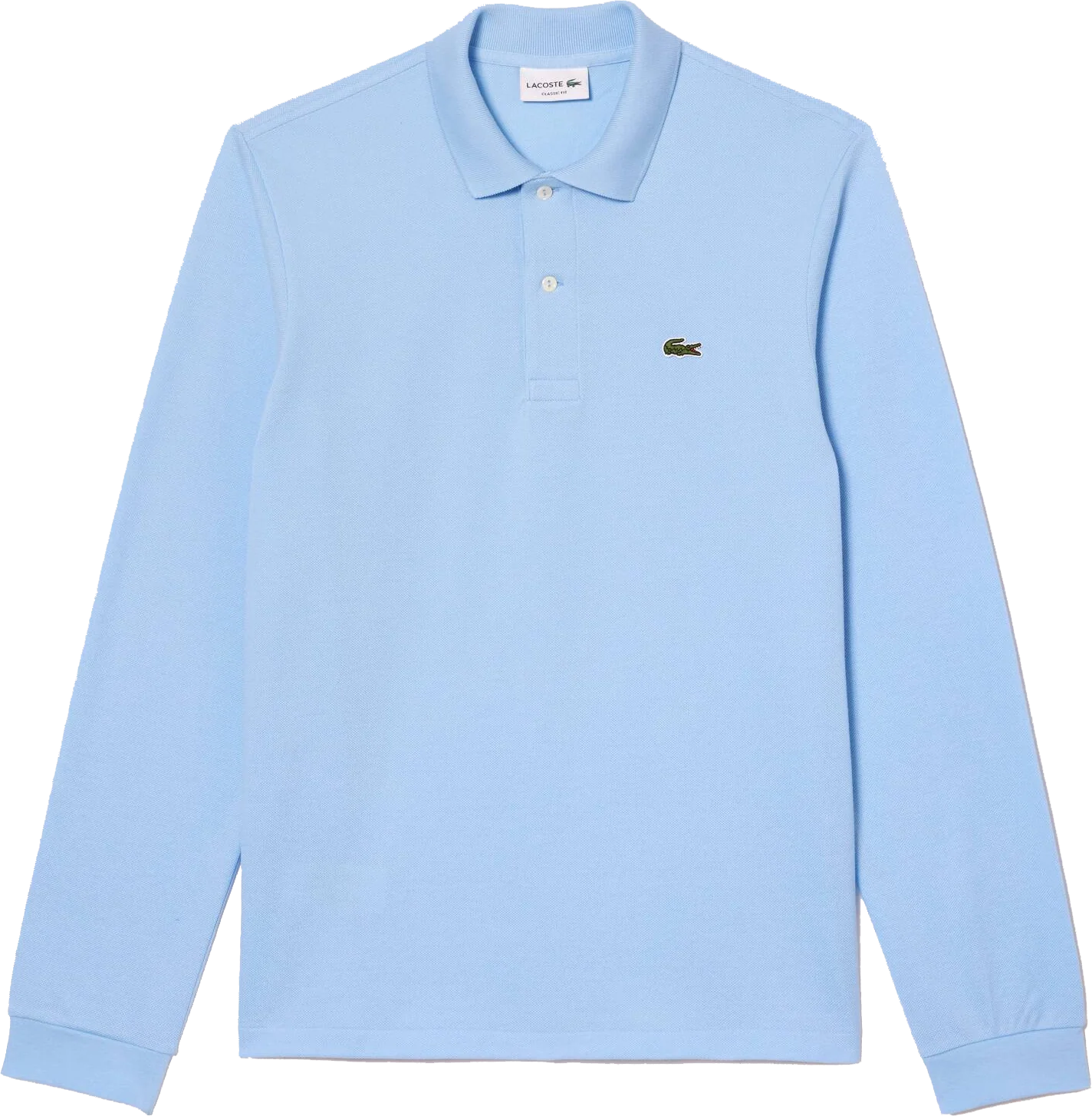 Polo Lacoste in Cotone Piqué Maniche Lunghe Azzurro