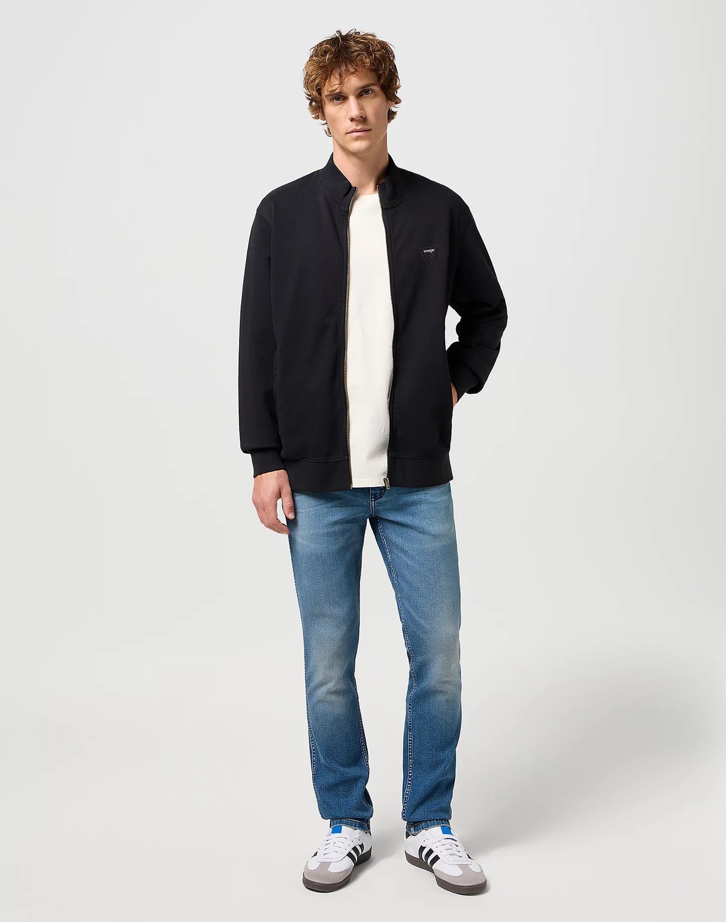Wrangler Felpa Uomo con colletto alto e zip in cotone