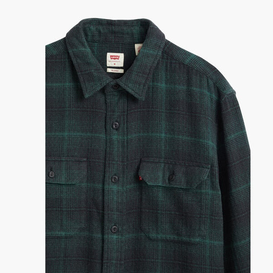 LEVI'S Camicia Uomo Relaxed fit in flanella a quadri nero e verde