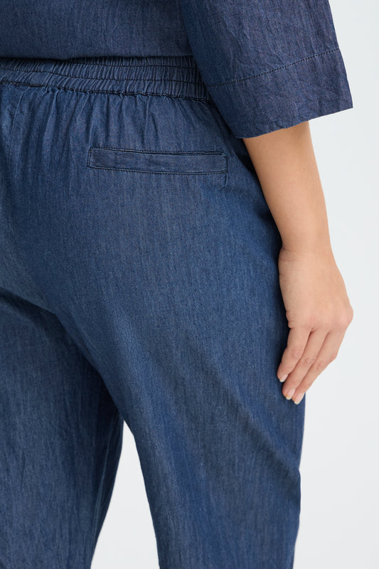 Fransa Pantalone Donna dritto in cotone leggero Blu