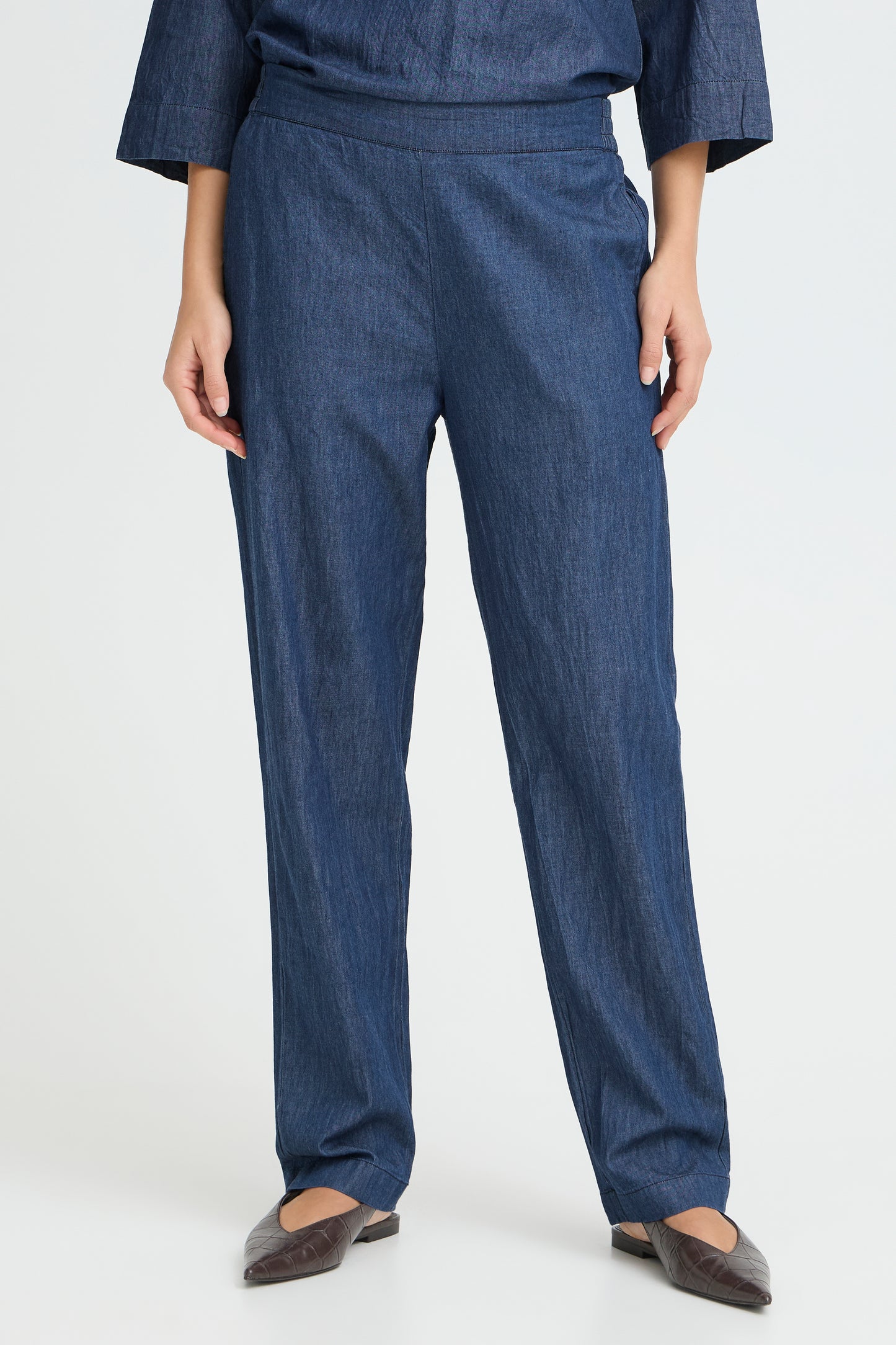 Fransa Pantalone Donna dritto in cotone leggero Blu
