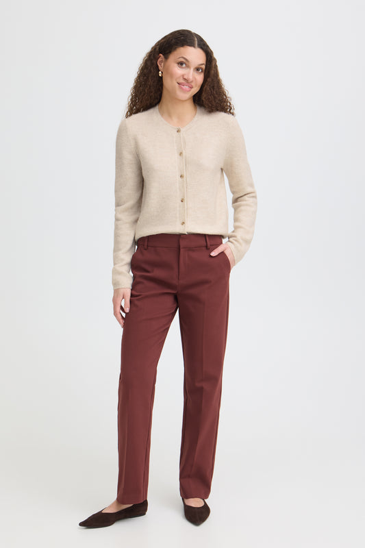 Fransa cardigan Ellis Oatmeal Melange indossato