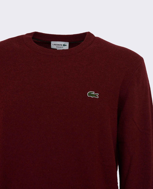 LACOSTE Maglione Uomo girocollo in Lana e Poliamide Rosso