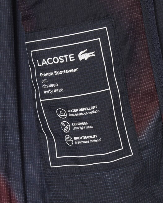 Giacca in nylon ripstop impermeabile Lacoste con stampa ombré