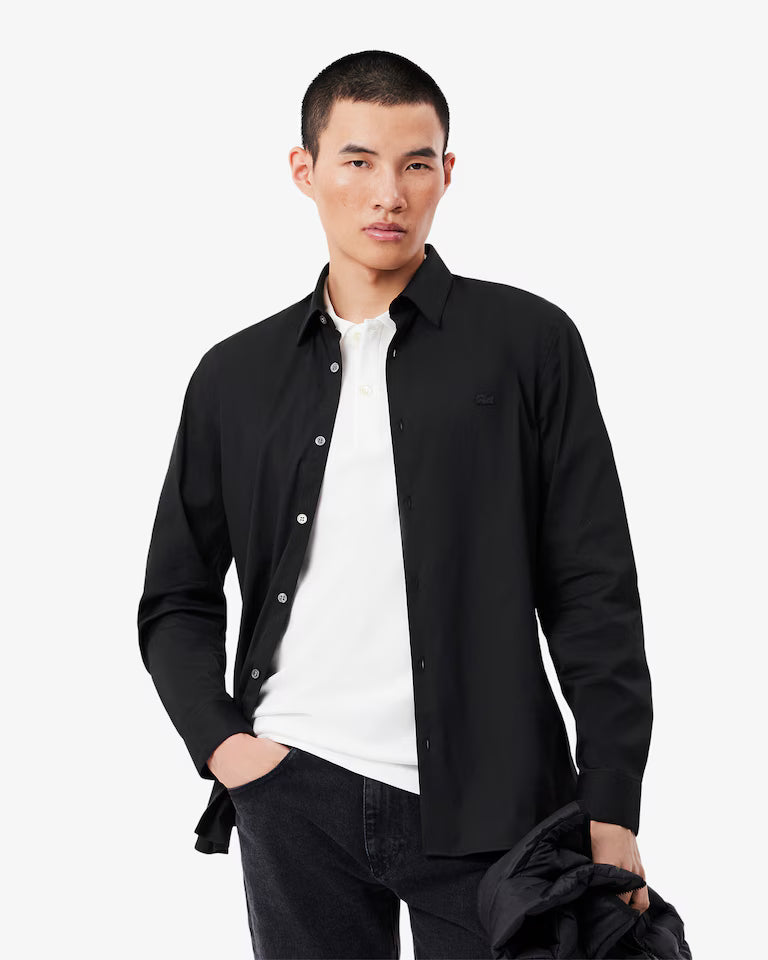 Camicia Uomo Lacoste CH5253 Slim Fit in Popeline Stretch Nero 031