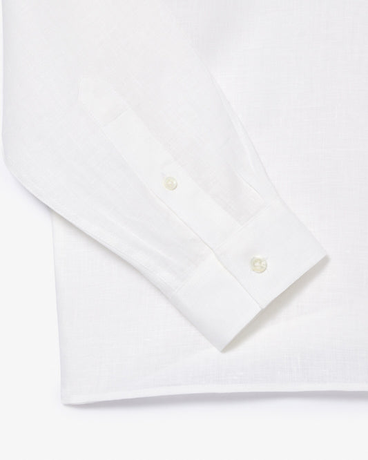 Camicia Uomo Lacoste CH5692 Regular Fit in Lino Manica Lunga Bianco 001