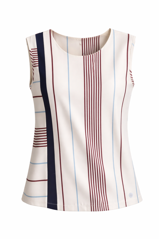 Rebeka Ross · Top donna smanicato righe panna