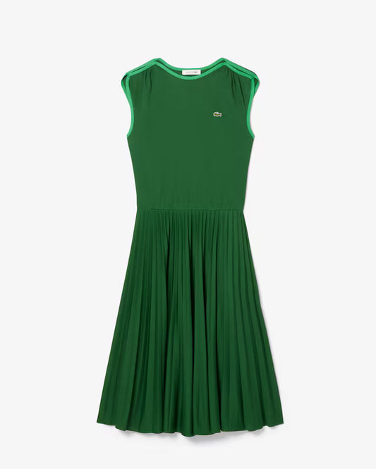Lacoste · Abito donna smanicato plissettato verde