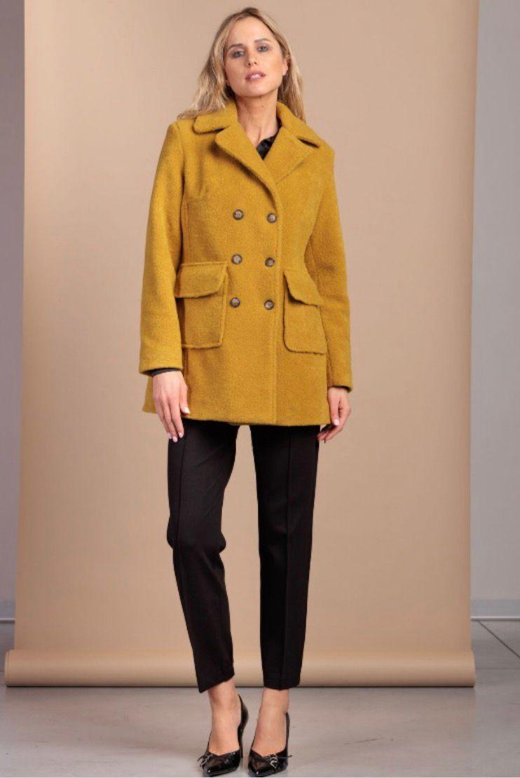 Rebeka Ross · Cappotto donna doppiopetto giallo