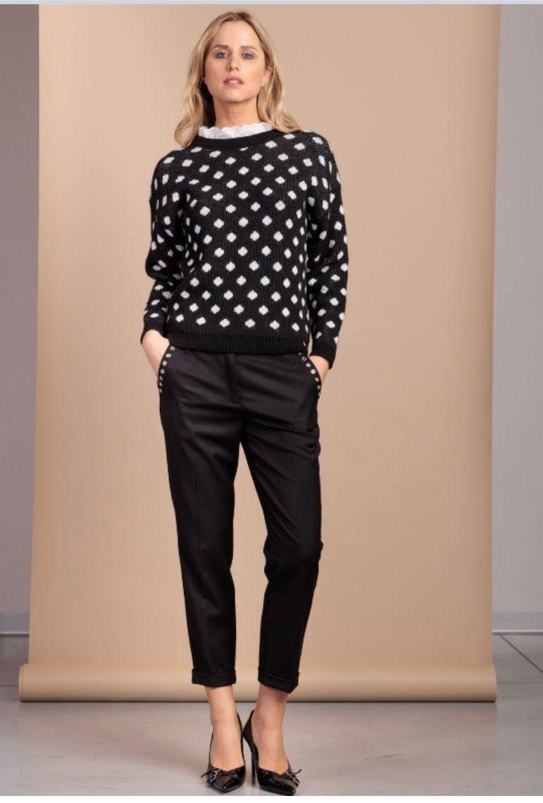 Rebeka Ross · Maglione donna pois misto lana nero