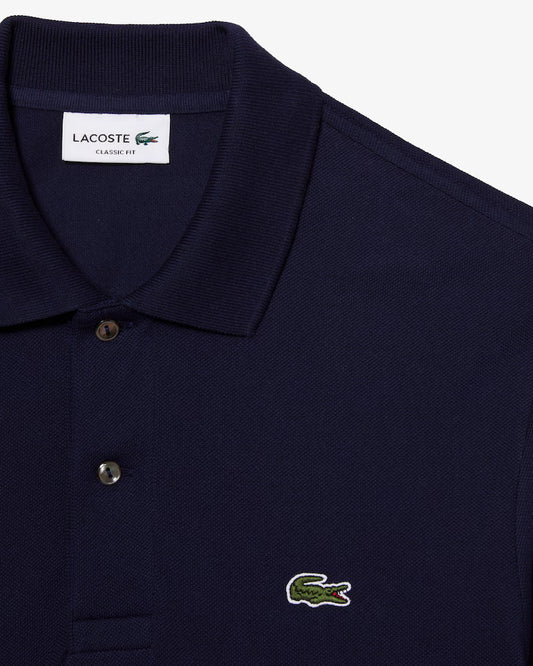 Polo Lacoste in Cotone Piqué Maniche Lunghe Blu