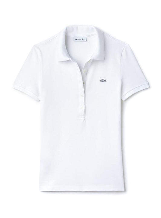 LACOSTE Polo Donna Slim fit in Piqué di cotone stretch con bottoni in madreperla