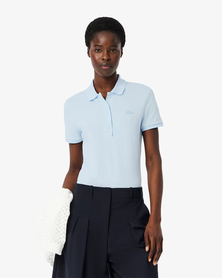 LACOSTE Polo Donna Slim fit in Piqué di cotone stretch manica corta Celeste