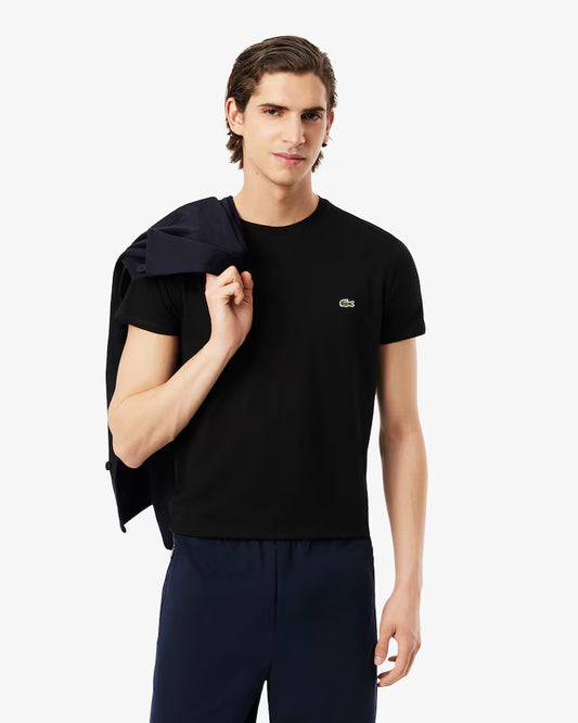 LACOSTE T-Shirt Uomo Manica Corta Cotone PIMA Nera