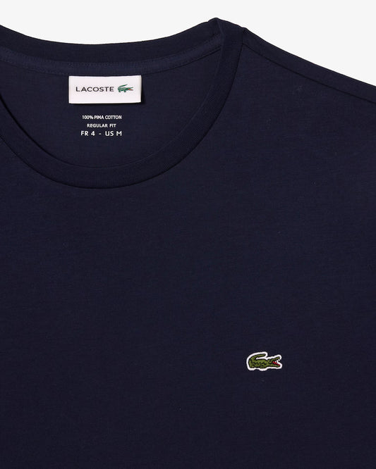 LACOSTE T-Shirt Uomo Manica Corta Cotone PIMA Blu