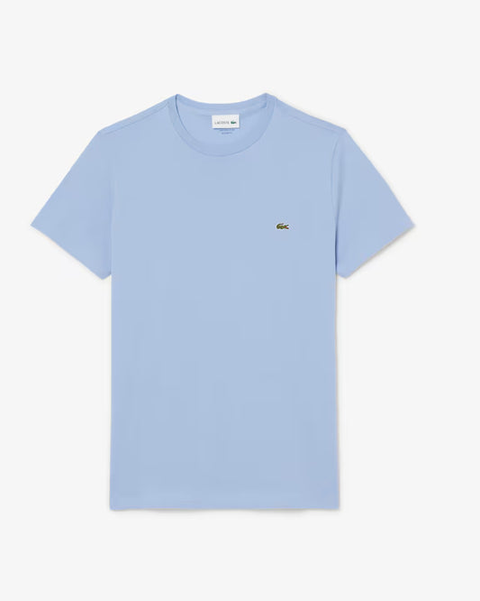 Lacoste T-Shirt Uomo Manica Corta in Cotone Pima Celeste