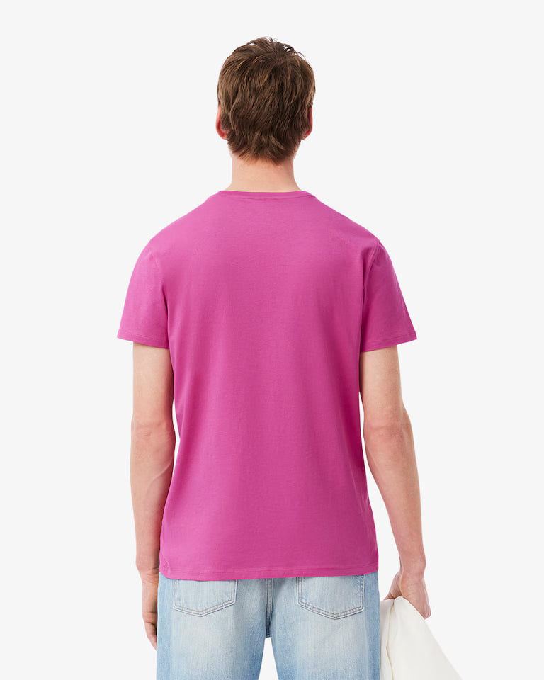LACOSTE T-Shirt Uomo Manica Corta Cotone PIMA Rosa