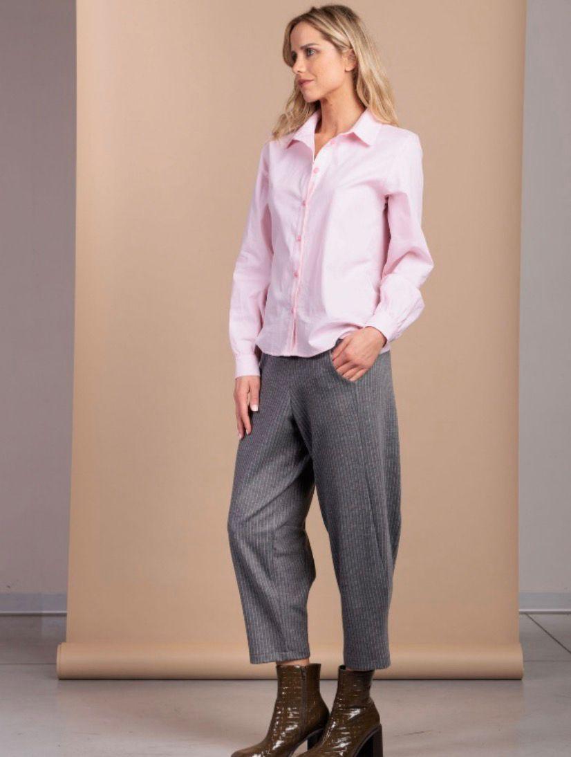 REBEKA ROSS Pantalone Donna cropped gessato in misto viscosa