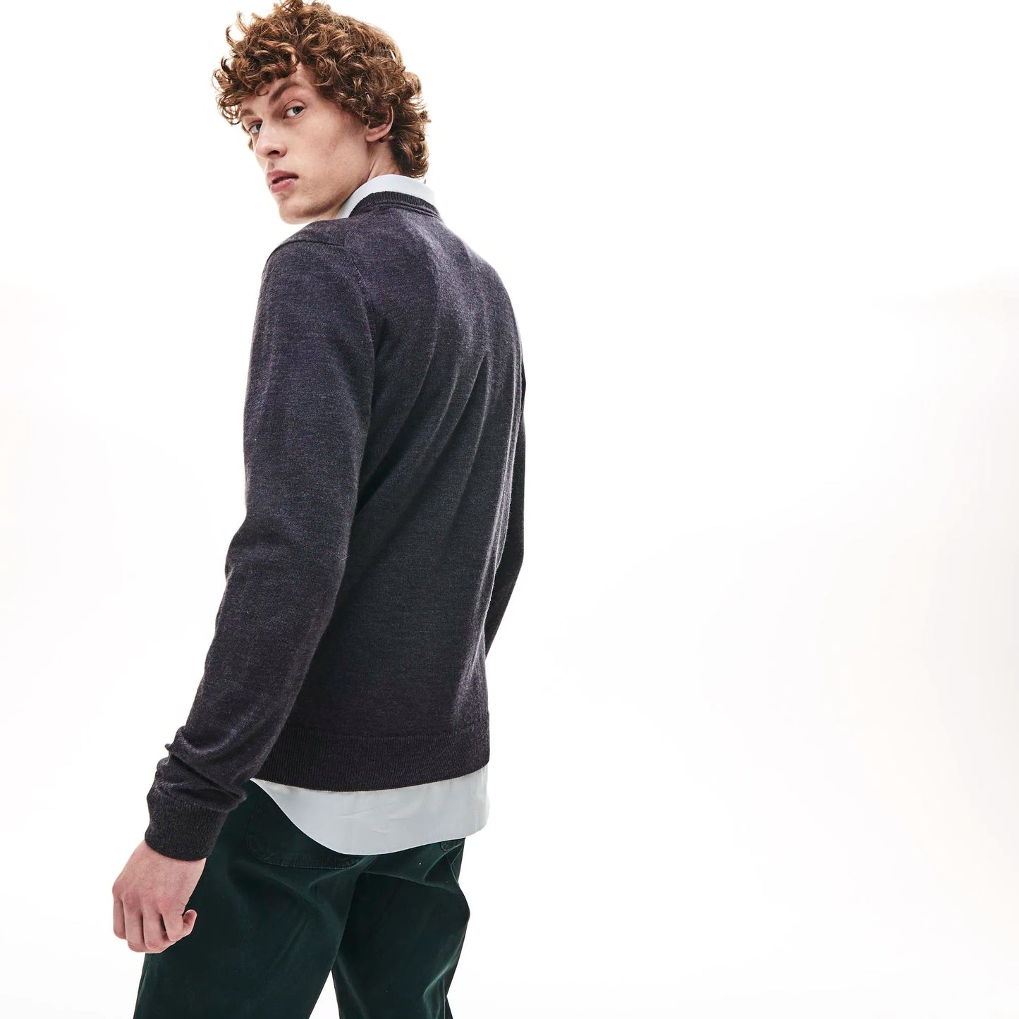 LACOSTE Maglione Uomo girocollo in lana merino Grigio