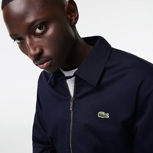 Lacoste Giacca zip-up corta in gabardine di cotone biologico stretch