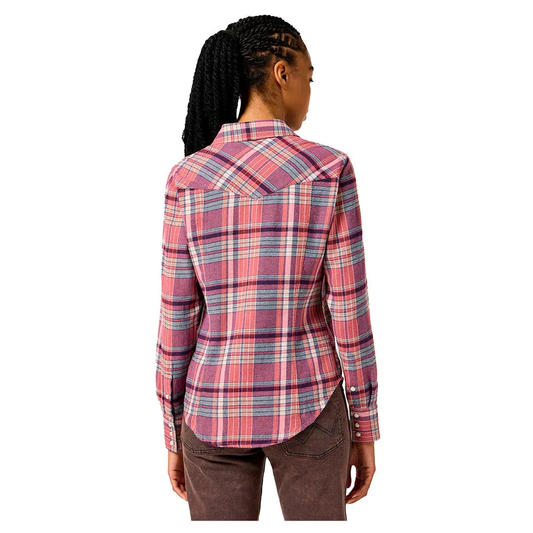 WRANGLER Camicia Donna in flanella a quadri viola-rosa