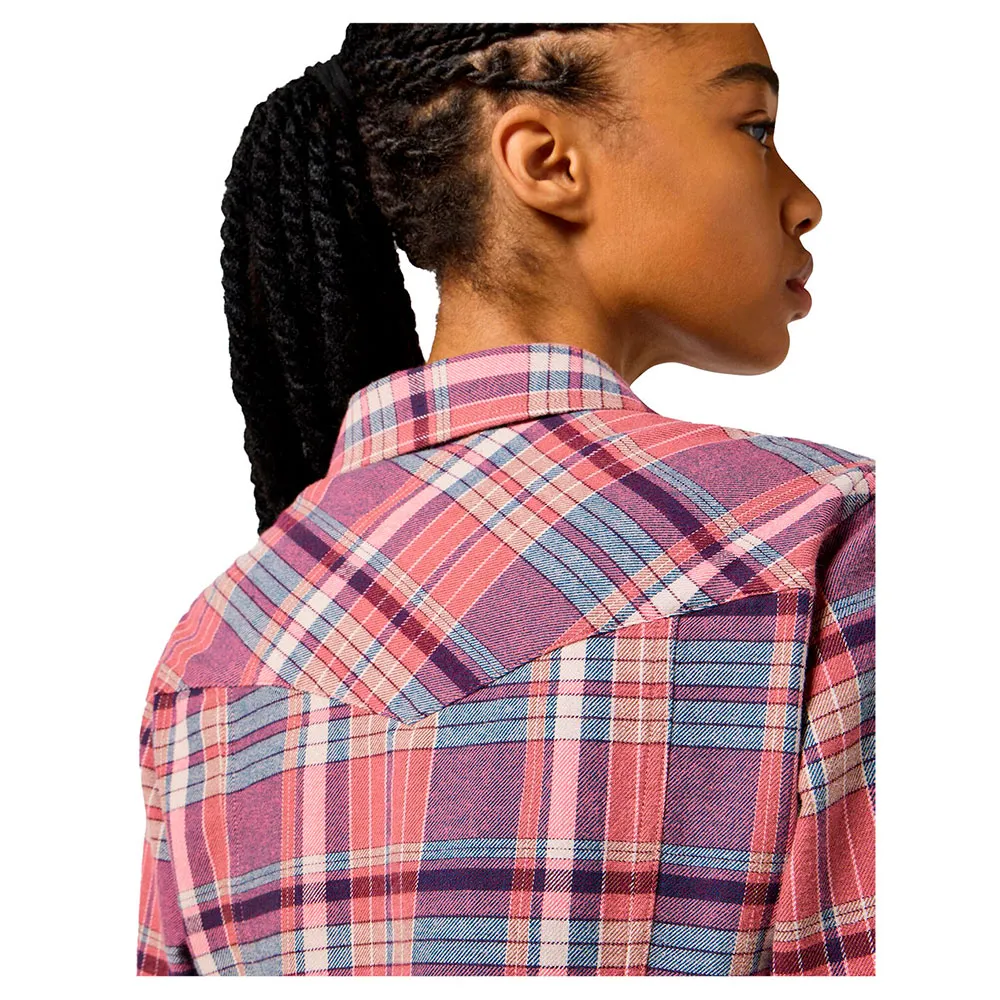 Flanella Camicia Donna in flanella a quadri Viola e Rosa