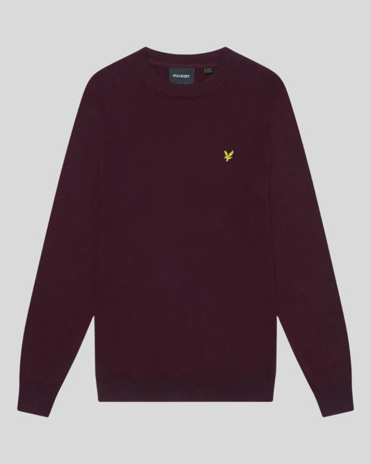 Lyle & Scott maglione girocollo cotone e merino Burgundy