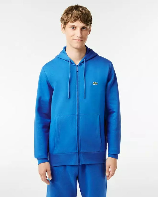 LACOSTE Felpa Uomo con cappuccio e zip in pile di cotone felpato