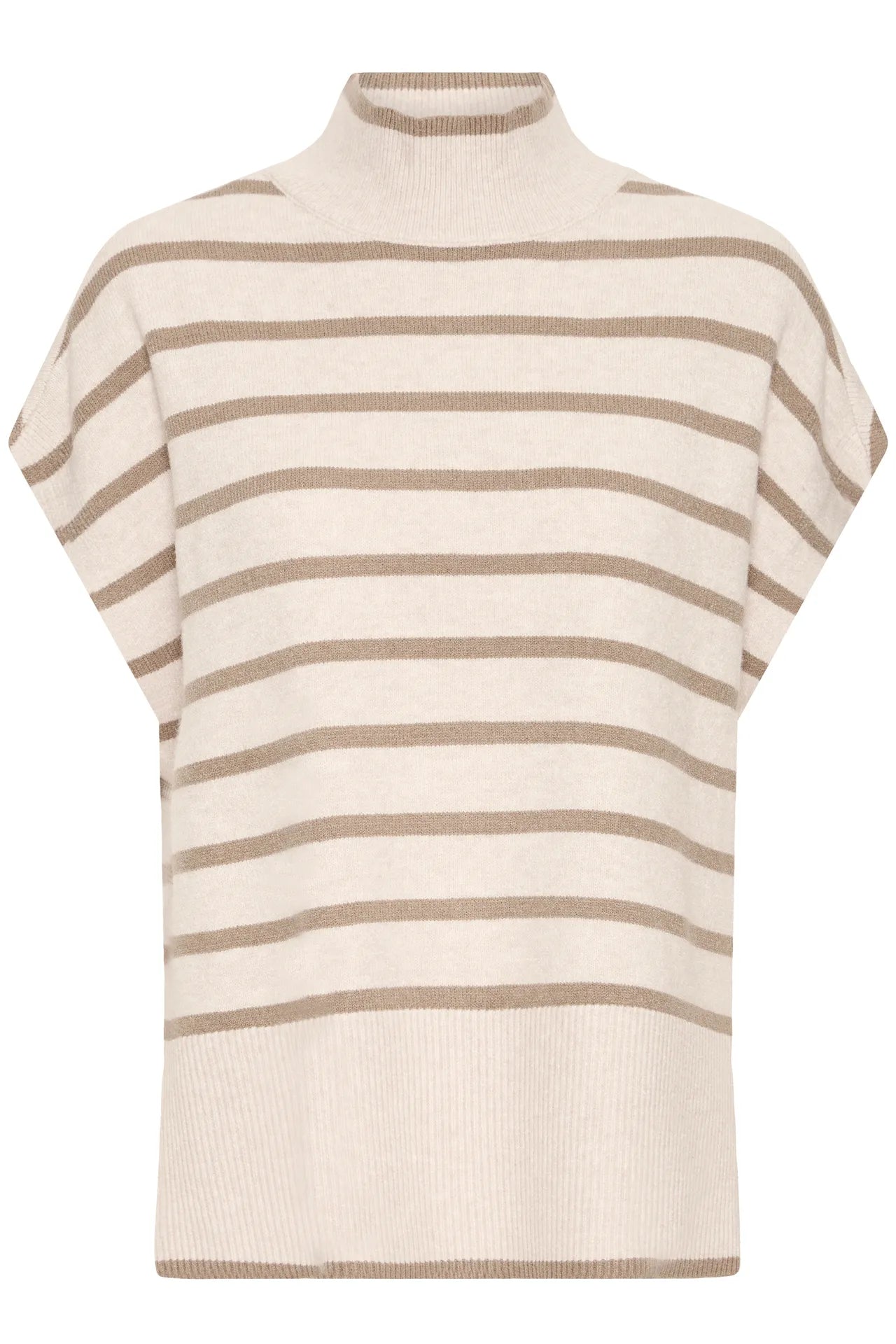 Poncho Fransa a collo alto a righe senza maniche in acrilico