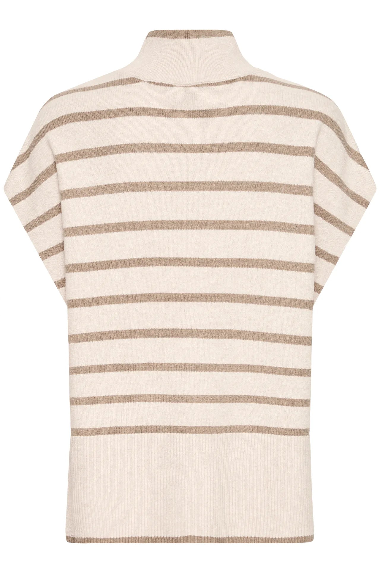 Poncho Fransa a collo alto a righe senza maniche in acrilico