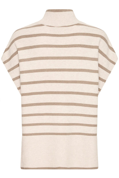 Poncho Fransa a collo alto a righe senza maniche in acrilico