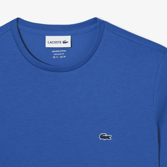 LACOSTE T-Shirt Uomo Manica Corta Lacoste Cotone PIMA Blu