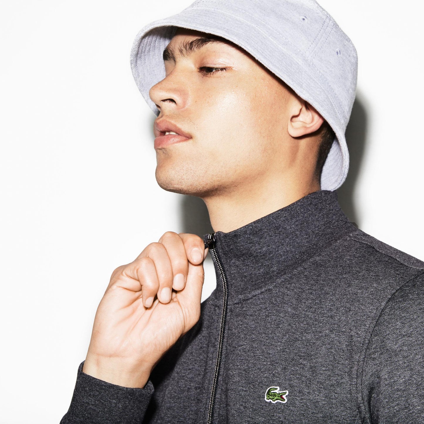 LACOSTE Felpa Uomo con zip in pile misto cotone e poliestere