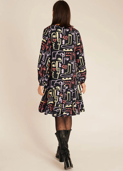 Abito Donna Pepaloves Stampa Volti – Taglio Ampio in Rayon