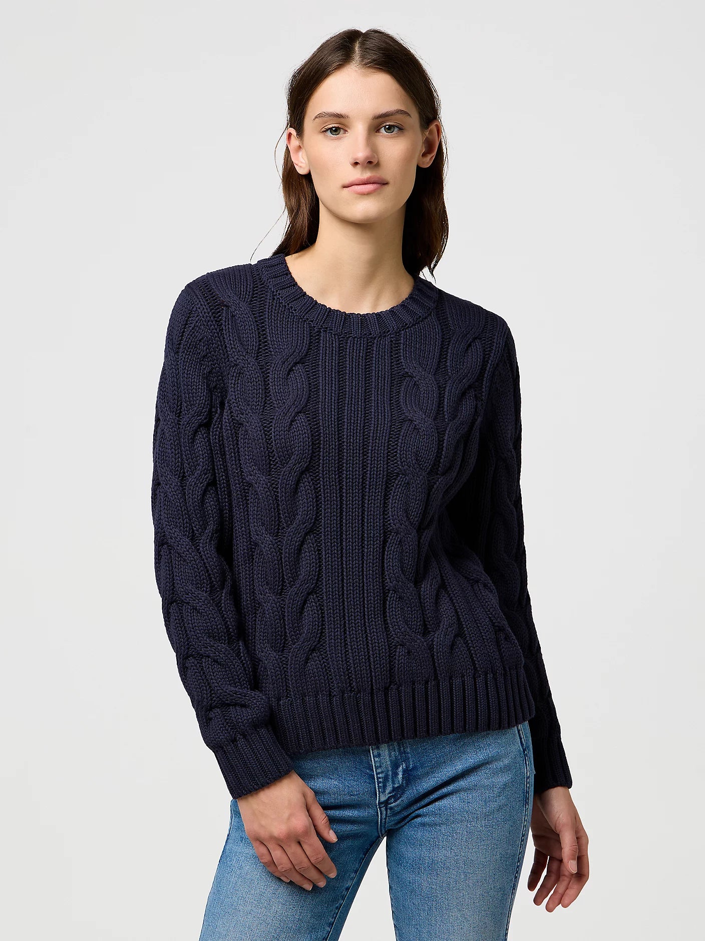 WRANGLER Maglione Donna a trecce girocollo in cotone