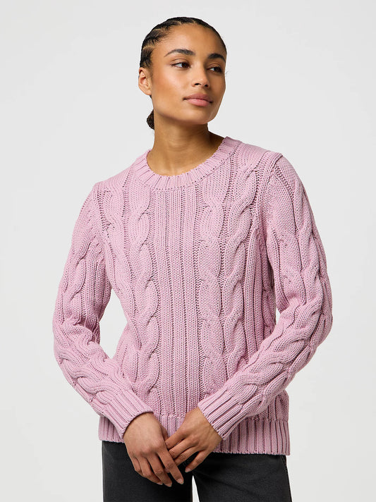 WRANGLER Maglione Donna a trecce girocollo in cotone