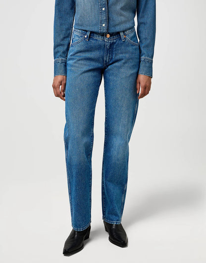 WRANGLER Jeans Donna Low Rise Cowboy gamba dritta denim Lasso Lagoon “Cowboy”
