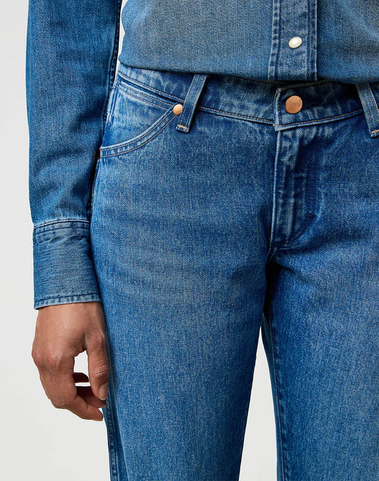 WRANGLER Jeans Donna Low Rise Cowboy gamba dritta denim Lasso Lagoon “Cowboy”