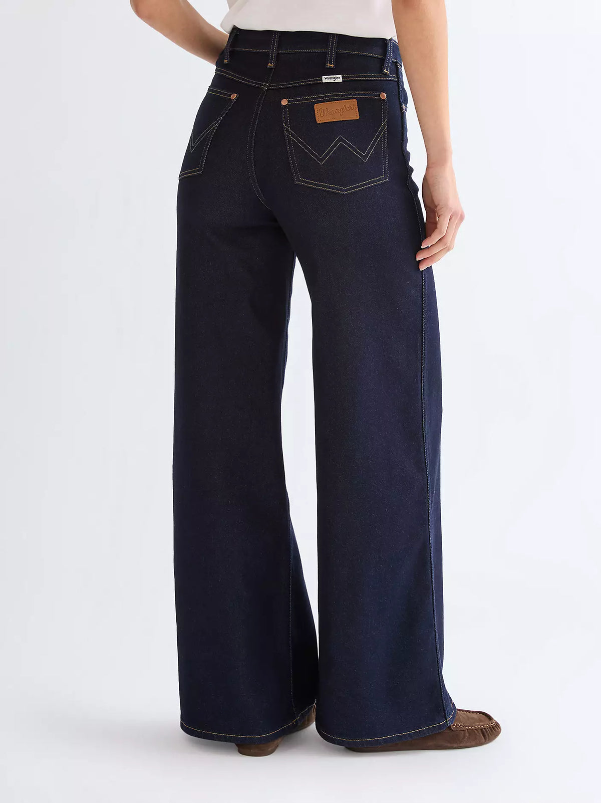 Wrangler · Jeans Canyon donna gamba ampia denim stretch blu scuro