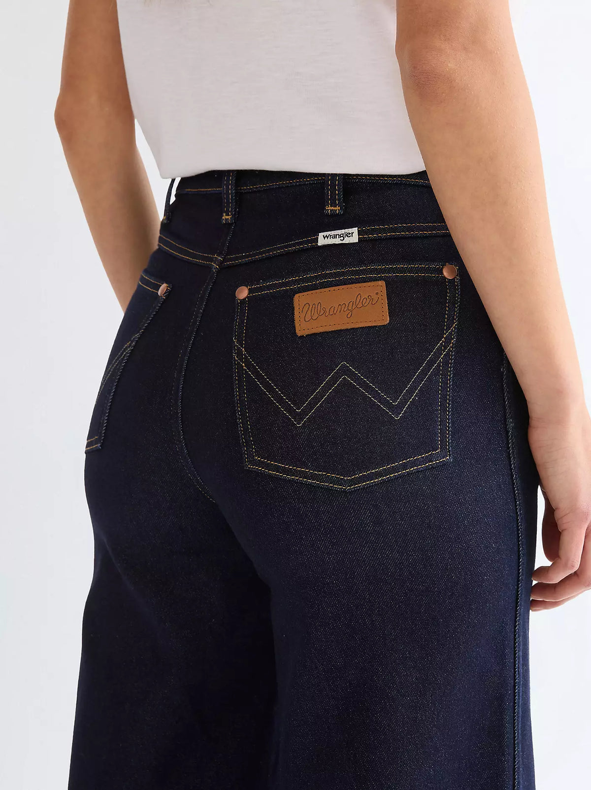 Wrangler · Jeans Canyon donna gamba ampia denim stretch blu scuro