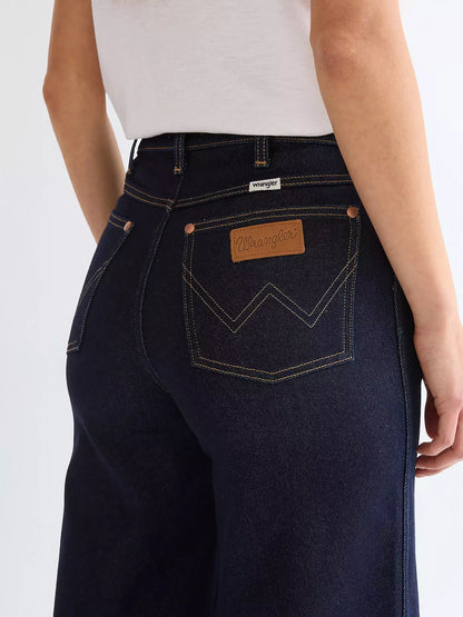Wrangler · Jeans Canyon donna gamba ampia denim stretch blu scuro