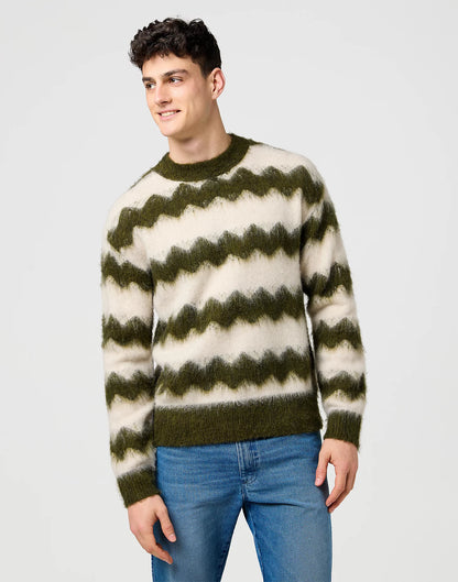 Wrangler Maglione Uomo Relaxed a righe in misto lana