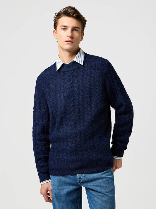 WRANGLER Maglione Uomo a trecce girocollo in misto lana