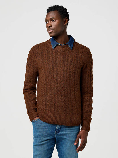 WRANGLER Maglione Uomo a trecce girocollo in misto lana