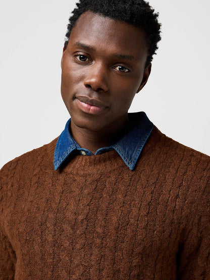 WRANGLER Maglione Uomo a trecce girocollo in misto lana