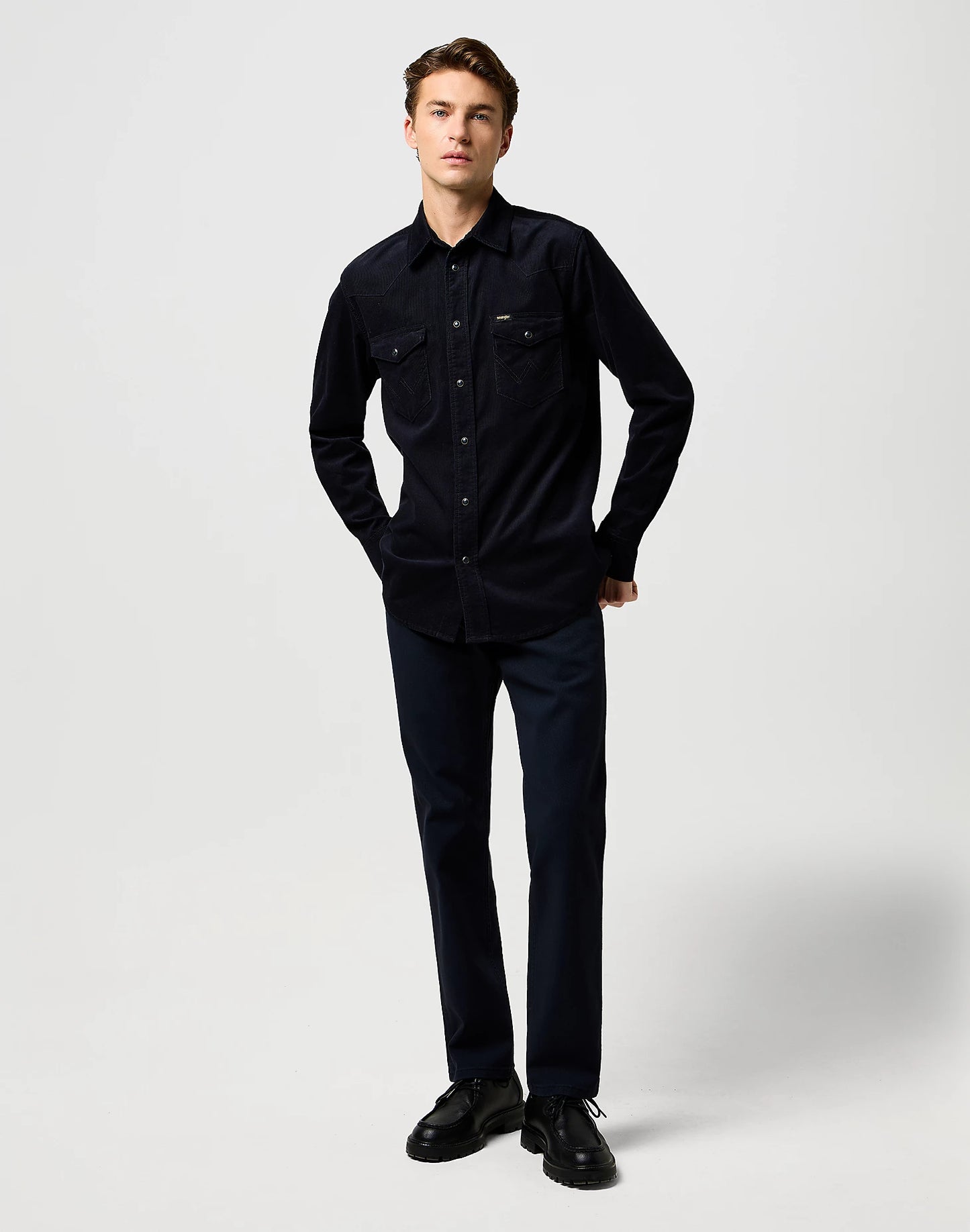 WRANGLER Jeans Uomo Regular fit High Stretch blu navy “Greensboro”