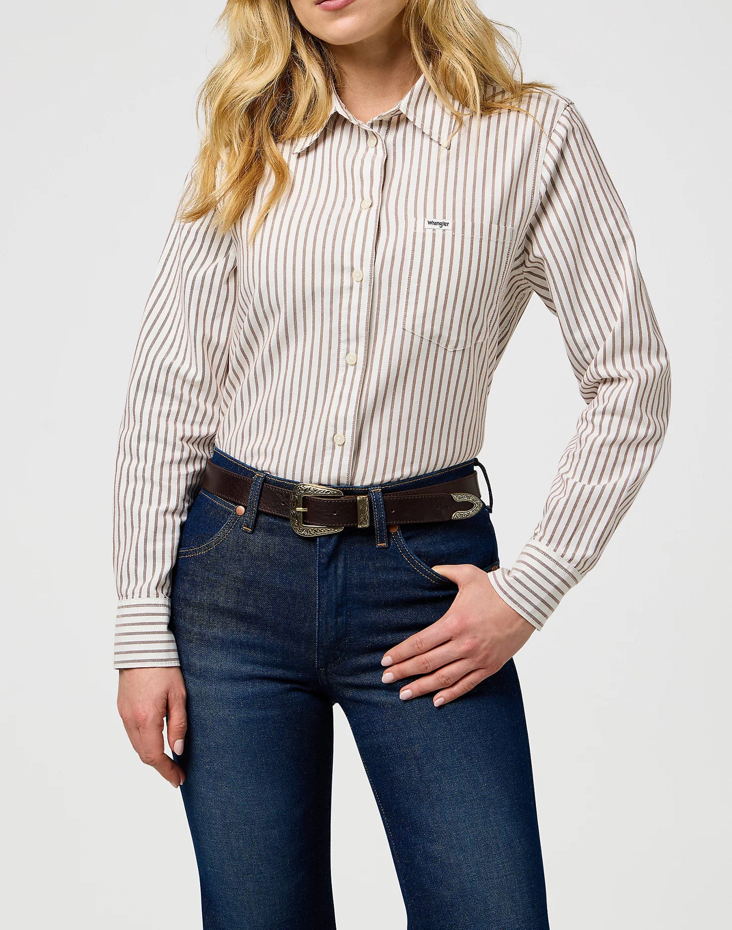 WRANGLER Cintura donna Western 25 mm in pelle pieno fiore