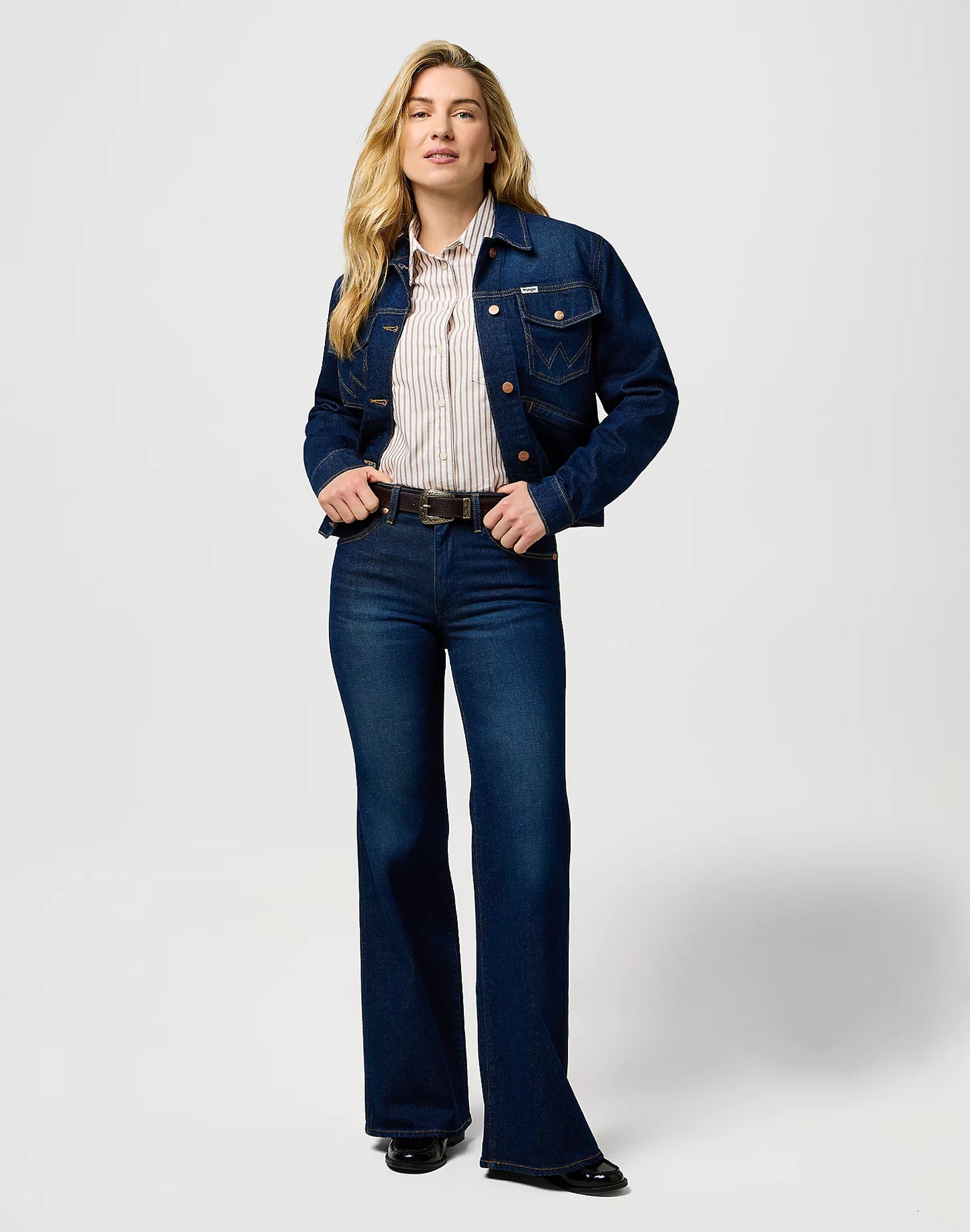 WRANGLER Cintura donna Western 25 mm in pelle pieno fiore