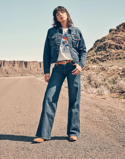 WRANGLER Jeans Donna gamba ampia denim stretch Whirlpool “World Wide”